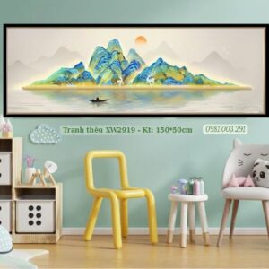 Tranh thêu chữ thập Non Nước Hữu Tình XW2919 kích thước 150cm x 50cm