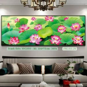 Tranh thêu chữ thập Đầm Sen XW2950 kích thước 194cm x 75cm