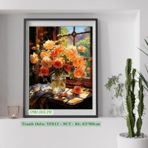 Tranh thêu chữ thập Hoa Hồng YF011 Kích thước 65cm x 80cm