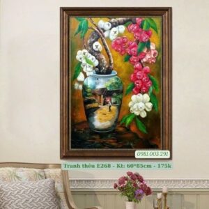 Tranh thêu chữ thập Bình Mận E268 kích thước 60cm x 85cm