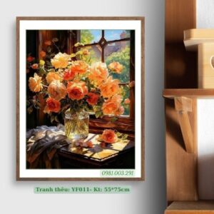 Tranh thêu chữ thập Hoa Hồng YF011 Kích thước 55cm x 75cm