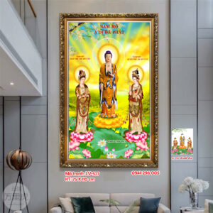 Tranh Đính Đá Tây Phương Tam Thế Phật LV527 kích thước 75 x 100cm