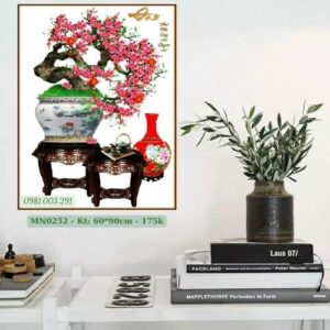 Tranh thêu chữ thập Hoa Đào MN0252