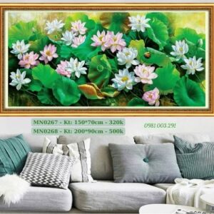 Tranh thêu chữ thập Hoa Sen MN0267 kích thước 150 x 70cm