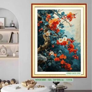 Tranh thêu chữ thập Phong Cảnh Hoa MN0388 kích thước 50cm x 80cm